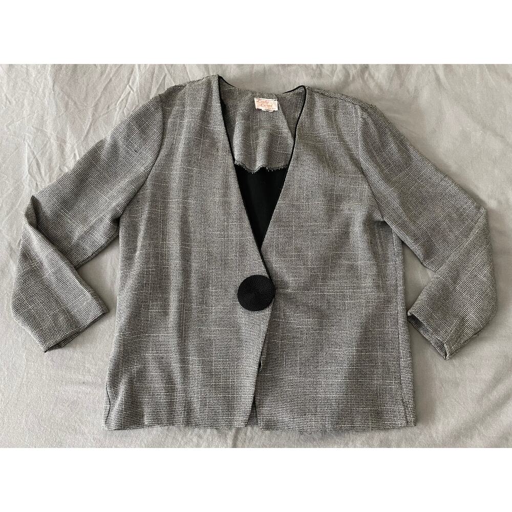 Vintage Lady Carol of New York Black & White Houndstooth Blazer SZ 12